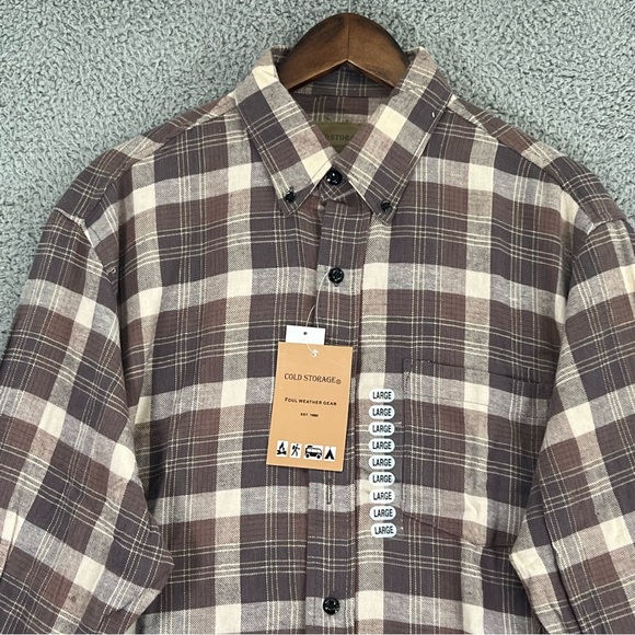 NWT Cold Storage Button Shirt Flannel Brown Men Size Large - Picture 3 of 6